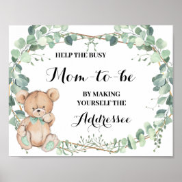Helfen Sie der Mama, sich selbst zum Bear Shower z Poster