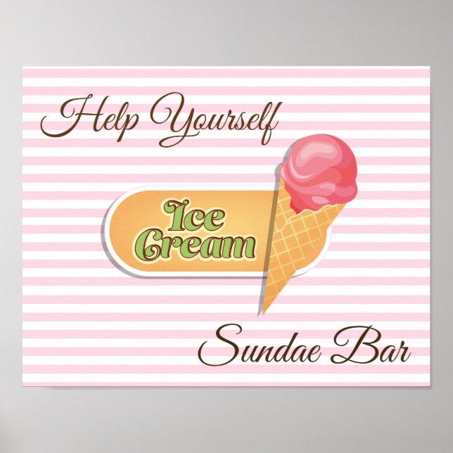 Helfen Sie sich selbst Ice Cream Sundae Bar Poster (Vorne)