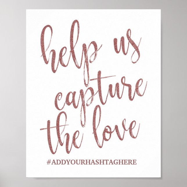 Helfen Sie uns, die Liebe Rose Gold Glitzer-Zeiche Poster (Vorne)