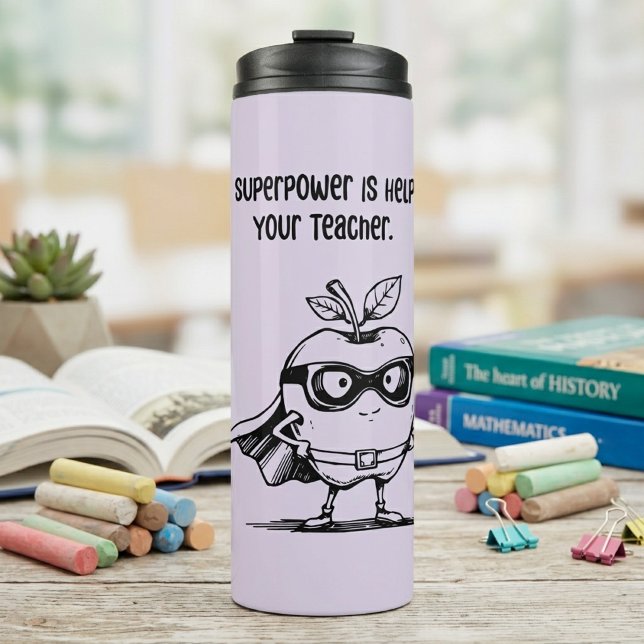 Helfender Lehrer Superkraft Klassenassistent Thermosbecher (Von Creator hochgeladen)