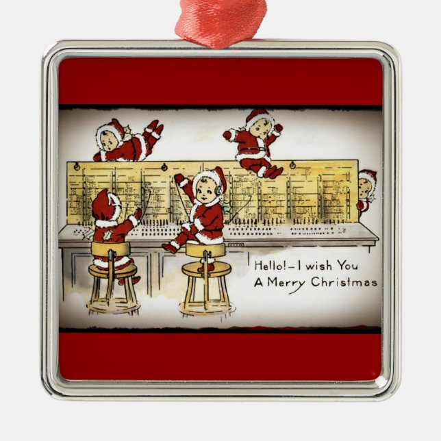 Helfer des Weihnachtsmanns auf der Schalttafel Silbernes Ornament (Vorne)