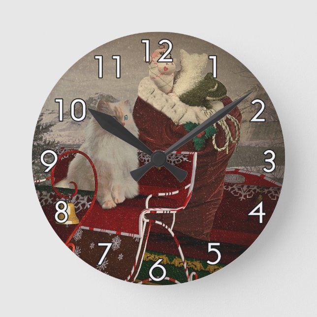 Helfer des Weihnachtsmanns Runde Wanduhr (Vorderseite)