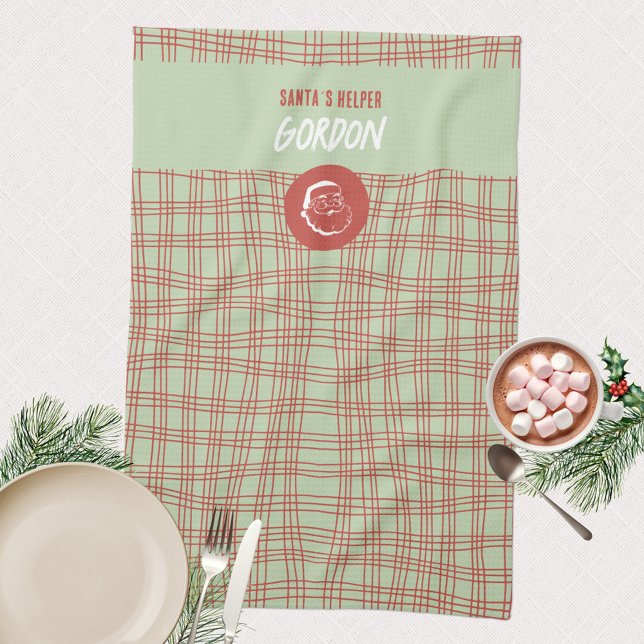 Helfer Grün und Roter Winter Geschirrtuch (Santa´s Helper 🎅🏻 Modern Minimalist Green Red Kitchen Towel ©Susanne Sachers - Sunny Mind Design )
