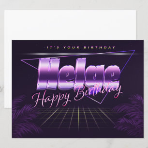Hélge Nom Prénom lila retro Carte Anniversaire