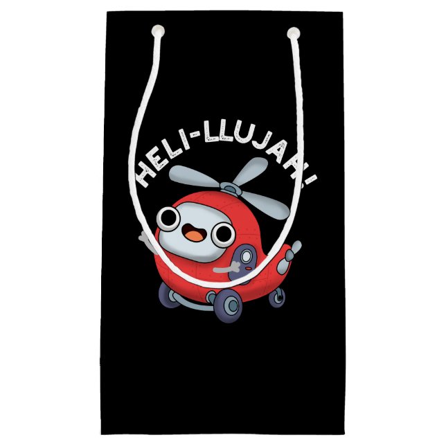 Heli-llujah Funny Helicopter Pun Dark BG Kleine Geschenktüte (Vorderseite)