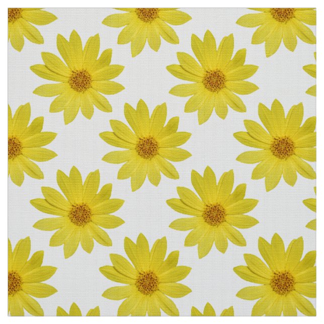 Helianthus 'Lemon Queen' Muster - Weiß Stoff (Muster)