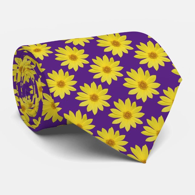Helianthus 'Lemon Queen' Pattern - Royal Lila Krawatte (Gerollt)