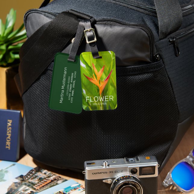 Heliconia Blume Design der Pflanze Gepäckanhänger (Vorderseite & Rückseite)