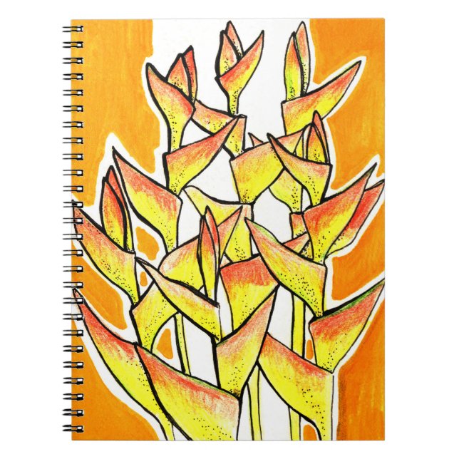 Heliconia Blume Tropic Botanic Bold Floral Art Notizblock (Vorderseite)