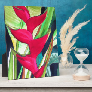 Heliconia Lobster Claw tropical watercolour flower Fotoplatte