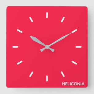 Heliconia red color name quadratische wanduhr