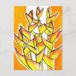 Heliconia Rostrata Tropische Blume Gelb Postkarte