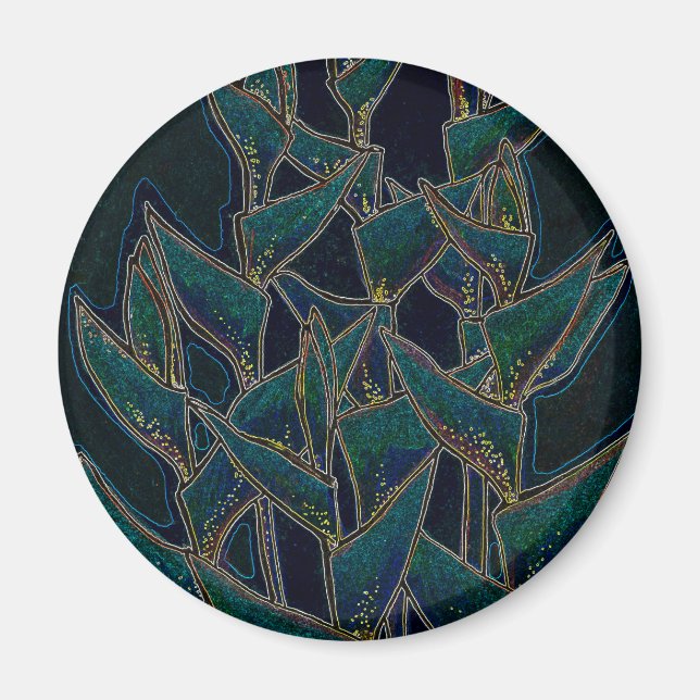 Heliconia Rostrata Tropische Blume Magnet (Vorne)