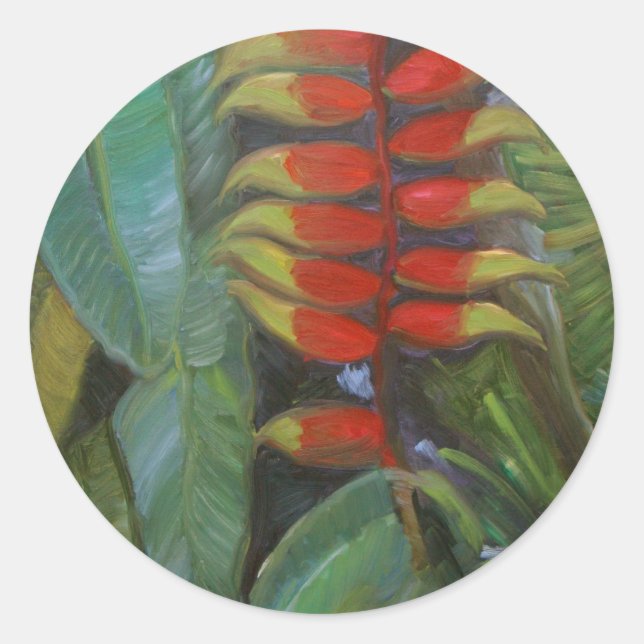 Heliconia Runder Aufkleber (Vorderseite)