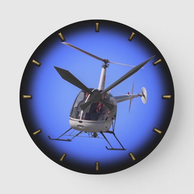 Helicopter Clock Cool Helicopter Wall Clock Runde Wanduhr (Vorderseite)