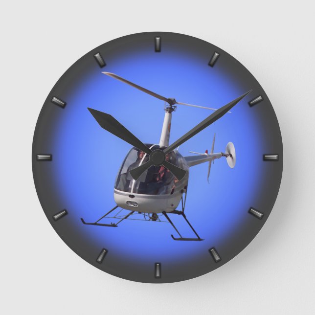 Helicopter Clock Flying Helicopter Wall Clock Gift Runde Wanduhr (Vorderseite)