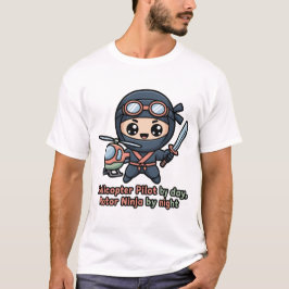 Helicopter Pilot Chibi Ninja – Kawaii Rotor Night  T-Shirt