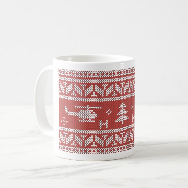 Helikopter-Flugweihnachtsmuster Kaffeetasse (Vorderseite Links)
