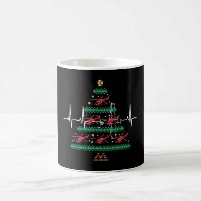 Helikopter Ugly Christmas Pilot Xmas Baum Geschenk Kaffeetasse (Mittel)