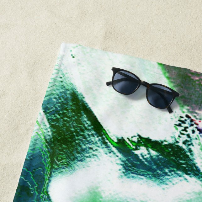 Hell aus mattem Metall, grün bis blau Strandtuch (Beispiel)