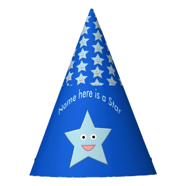 Hell Blue Celebration Star Custom Party Hat Partyhütchen (Vorderseite)