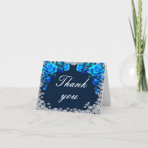 Hell Blue Rose Snowflake Weihnachten Dankeskarte
