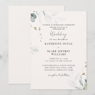 Hell Champagner Botanische Hochzeit Einladung