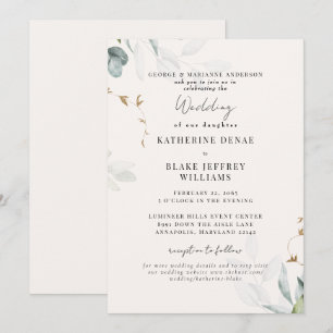 Hell Champagner Botanische Website Hochzeit Einladung