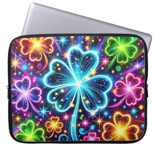HELL FARBEN NEON SEHEN IRISCHE KLEEBLÄTTER LAPTOPSCHUTZHÜLLE