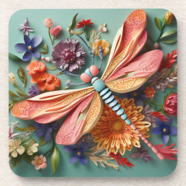 HELL FARBENE DRAGONFLÄCHE MIT BLUME GETRÄNKEUNTERSETZER