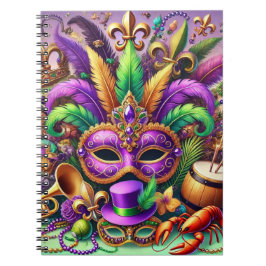 HELL FARBENE MARDI GRAS MASK HAT BEATHER NOTIZBLOCK