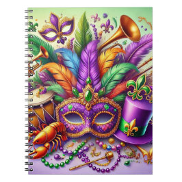 HELL FARBENE MARDI GRAS MASK HAT BEATHER NOTIZBLOCK