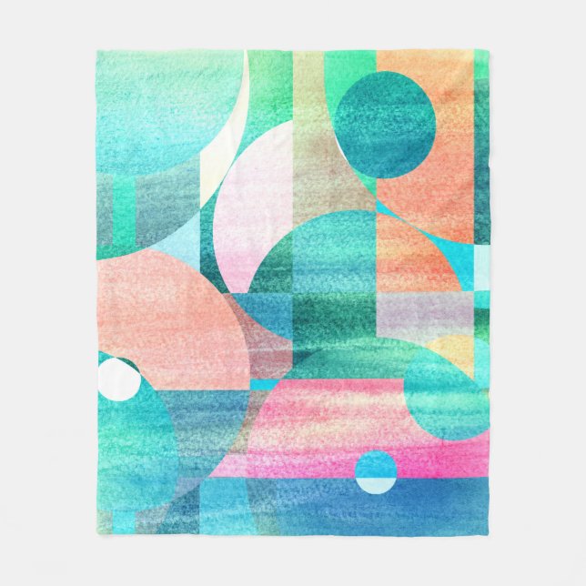 Hell, farbenfroh geometrisch Abstrakt Fleecedecke (Vorderseite)