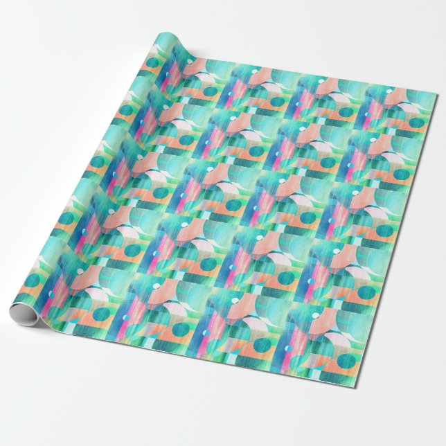 Hell, farbenfroh geometrisch Abstrakt Geschenkpapier (Ungerollt)