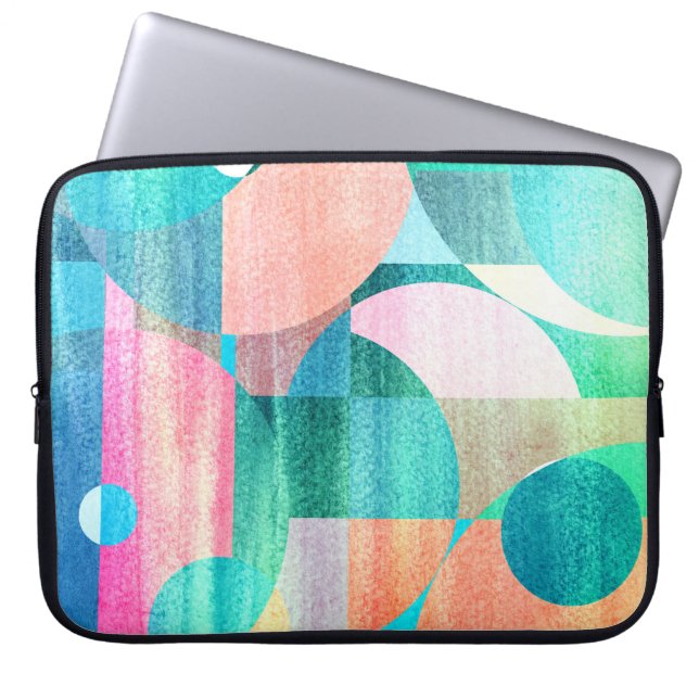 Hell, farbenfroh geometrisch Abstrakt Laptopschutzhülle (Vorderseite)