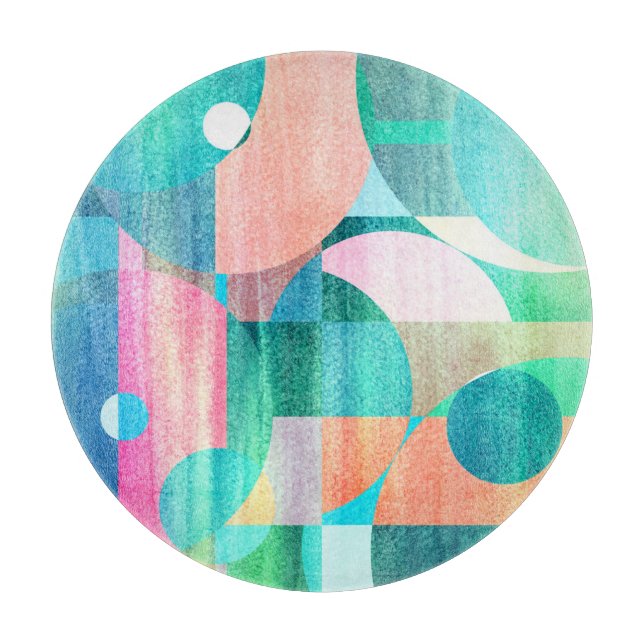 Hell, farbenfroh geometrisch Abstrakt Schneidebrett (Vorderseite)