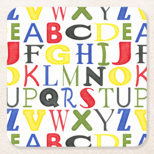 Hell farbige Buchstaben durch Megan Meagher Rechteckiger Pappuntersetzer