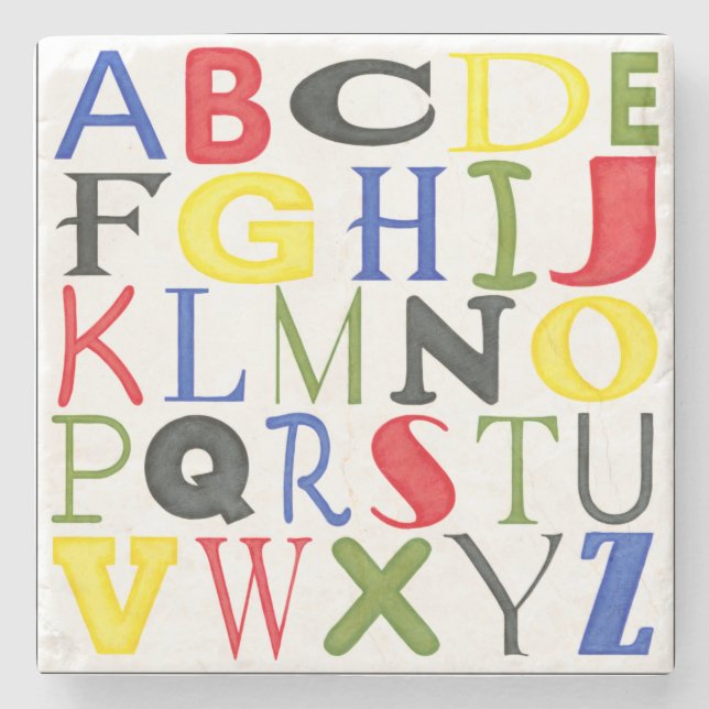 Hell farbige Buchstaben durch Megan Meagher Steinuntersetzer (Vorderseite)