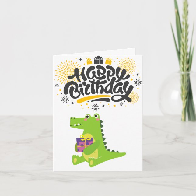 Hell & Fun Crocodile Happy Birthday Karte (Vorderseite)