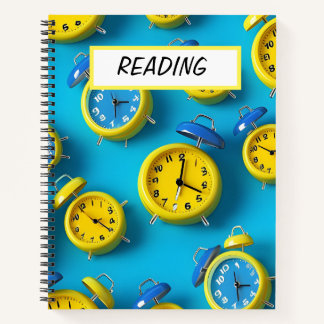HELL GEARBEITETE BLAU- UND GELBE ALARMSCHLOCKEN NOTIZBUCH