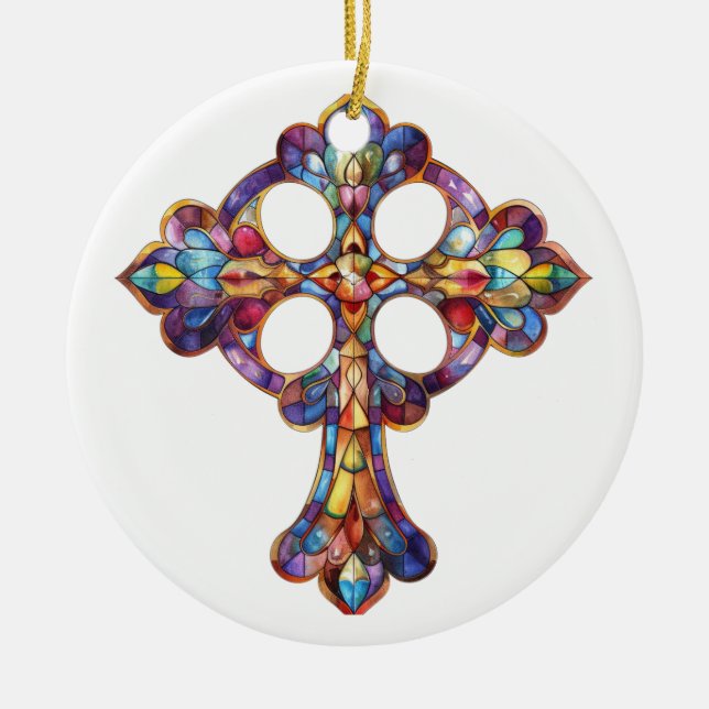 HELL gefARBEITETER GLAS-ÜBERSCHREITEN Keramik Ornament (Vorne)