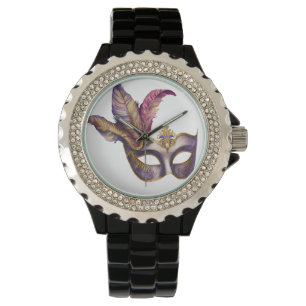 HELL gefärbte MARDI GRAS-FACE-MASKS Armbanduhr