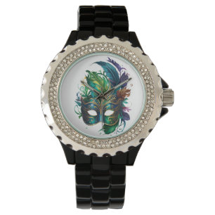 HELL gefärbte MARDI GRAS-FACE-MASKS Armbanduhr