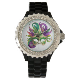 HELL gefärbte MARDI GRAS-FACE-MASKS Armbanduhr