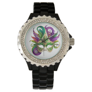 HELL gefärbte MARDI GRAS-FACE-MASKS Armbanduhr