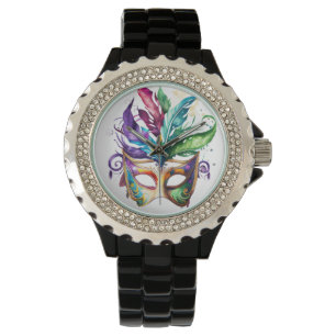 HELL gefärbte MARDI GRAS-FACE-MASKS Armbanduhr