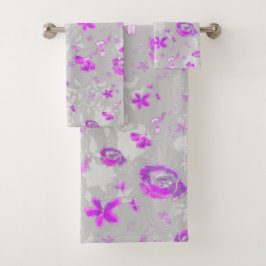 Hell gewaschene Blumen Badhandtuch Set