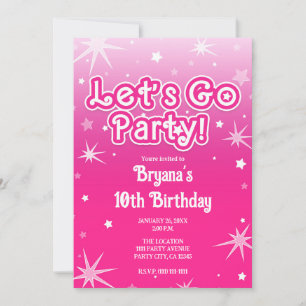 Hell & Hot Pink Glitzer Sterne Los geht's Party Einladung