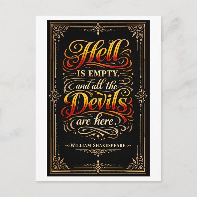 "Hell Is Empty" Shakespeare Postkarte (Vorderseite)