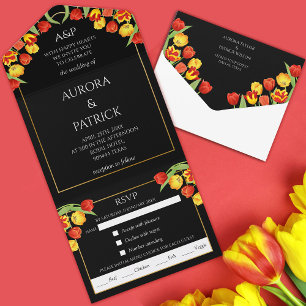 Hell & kühl Elegante Tulip Frühlingsflora All In One Einladung